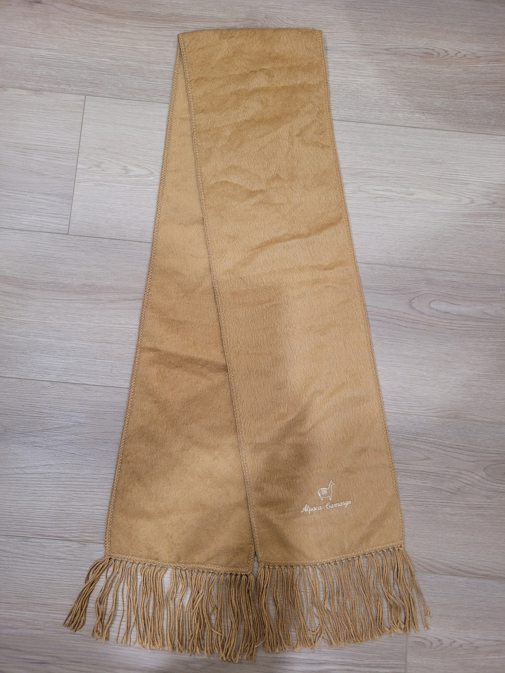 Tan Alpaca Fringed Scarf